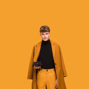 Orange velvet jacket for men
